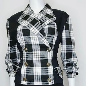 Plaid Double-Breast Blazer